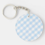 Light blue diagonal gingham pattern keychains