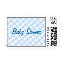 Light blue diagonal gingham pattern postage