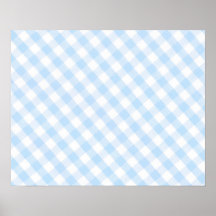Light blue diagonal gingham pattern posters