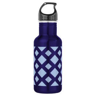 Light Blue Diamonds on Dark Blue 18oz Water Bottle