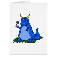 Light Blue Dragon with Flower Card