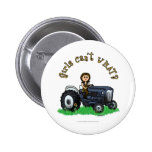 Light Blue Farmer Girl Pinback Button