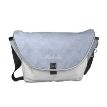 Light Blue Faux Suede Messenger Bag
