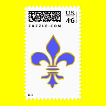 light blue fleur de lis postage