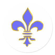 light blue fleur de lis round sticker