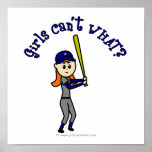 Light Blue Girls Softball Poster