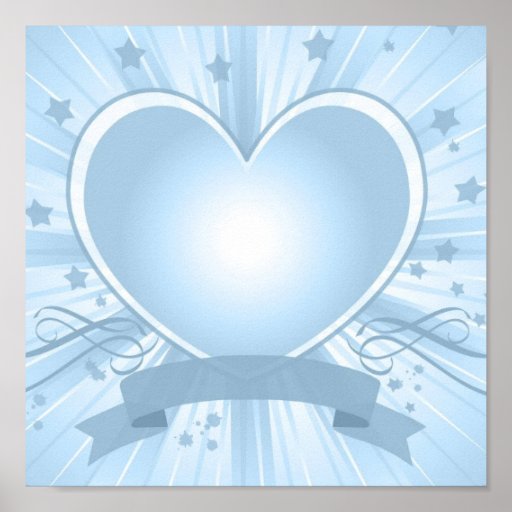 Light Blue Heart Design Poster Zazzle