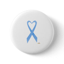 Light Blue Heart Shaped Awareness Ribbon buttons