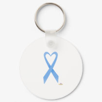 Light Blue Heart Shaped Awareness Ribbon keychains