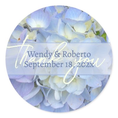 Light Blue Hydrangea Wedding Favor Labels Round Stickers
