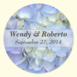 Light Blue Hydrangea Wedding Favor Labels stickers
