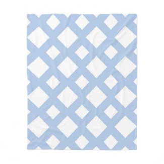 Light Blue Lattice on White Fleece Blanket