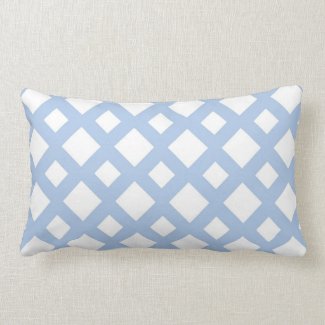 Light Blue Lattice on White Throw Pillow