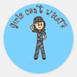 Light Blue Navy Girl Round Sticker