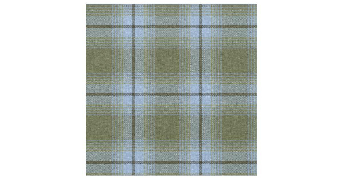 Light blue/ olive green tartan fabric | Zazzle