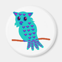 Light Blue Owl Fridge Magnets