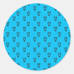 Light blue owl pattern round sticker