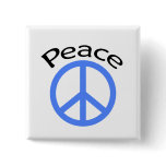 Light Blue Peace & Word Pinback Button