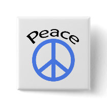 Light Blue Peace & Word Pinback Button