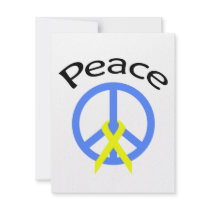 Light Blue Peace Word & Ribbon Invitation