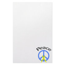 Light Blue Peace Word & Ribbon Customized Stationery