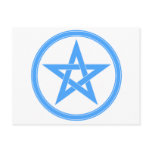 Light Blue Pentacle Pentagram Post Card