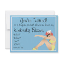 Light blue pin up girl bridal shower invitation