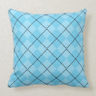 Light Blue Plaid Square Throw Pillow throwpillow