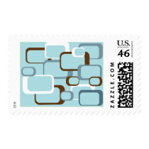 light blue retro squares postage by ValeriesGallery light blue retro squares postage