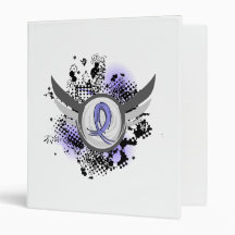Light Blue Ribbon And Wings Prostate Cancer 3 Ring Binder