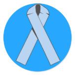Light Blue Ribbon Products and Apparel Round Sticker
