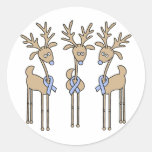 Light Blue Ribbon Reindeer Stickers