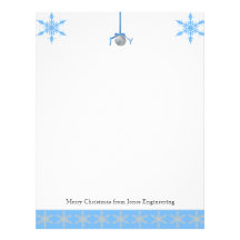 Light Blue Snowflakes with Joy Ornament Custom Letterhead