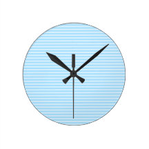 Light Blue Stripes. Round Wallclock