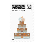 Light Blue Taupe Pink Beautiful Cake Postage