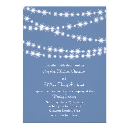 Light Blue Twinkle Lights Wedding Invitation