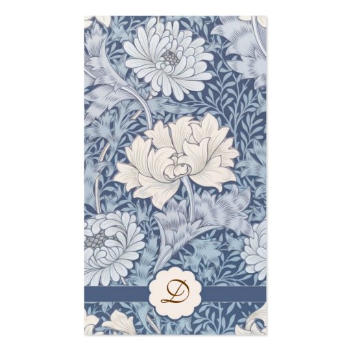 light blue vintage flowers pattern business card (front side)