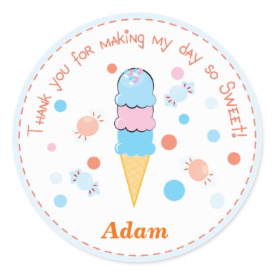 Light blue Whimsical Ice cream Party Sticker