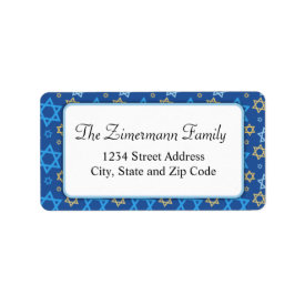 Light Blue White and Gold Star of David Pattern Custom Address Labels