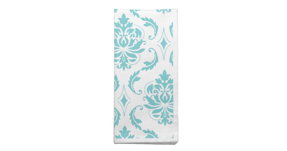 Light Blue White Damask Napkins Zazzle