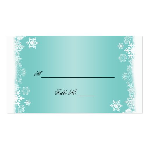 Light Blue White Snowflakes Wedding Place Cards Business Card (front side)