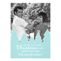 Light Blue Winter Trees Photo Christmas Cards invitations