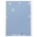 Light Blue with White Snowflakes and Red Cardinal Personalized Letterhead