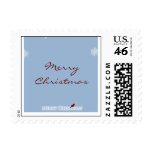 Light Blue with White Snowflakes and Red Cardinal Postage Stamp