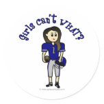 Light Blue Womens Football Round Stickers