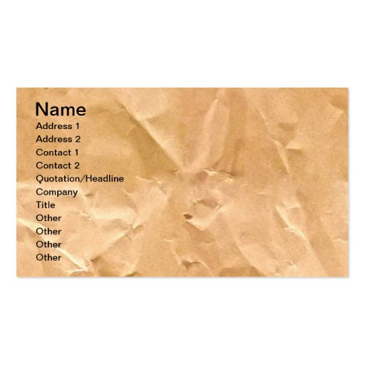 LIGHT BROWN PAPER BAG TEXTURE BACKGROUND WALLPAPER BUSINESS CARDS (front side)