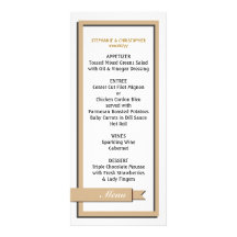 Light Brown Ribbon Wedding Menu / Program Custom Rack Cards