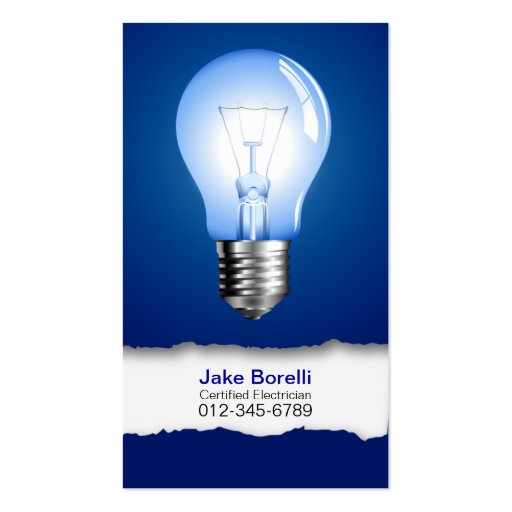 Light Bulb Blue Business Card (front side)