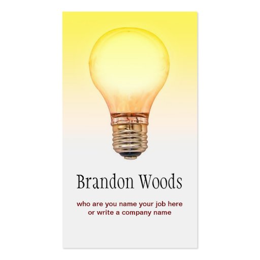 light bulb business card