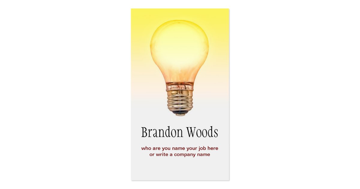 light bulb business card Zazzle